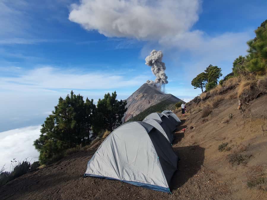Antigua, Guatemala: Volcano Acatenango Overnight Hiking - Base camp at 3,700 meters