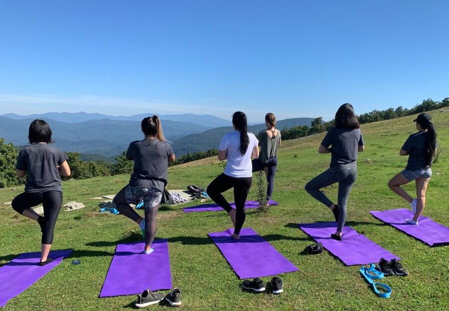 Asheville: Yoga on a Mountain Hike - Hiking from Asheville to an open mountain summit
