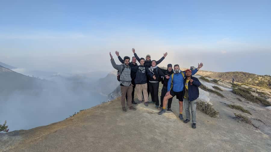 Bali or Banyuwangi: Mount Ijen Blue Fire Hiking - The summit view, sunrise, and turquoise crater lake