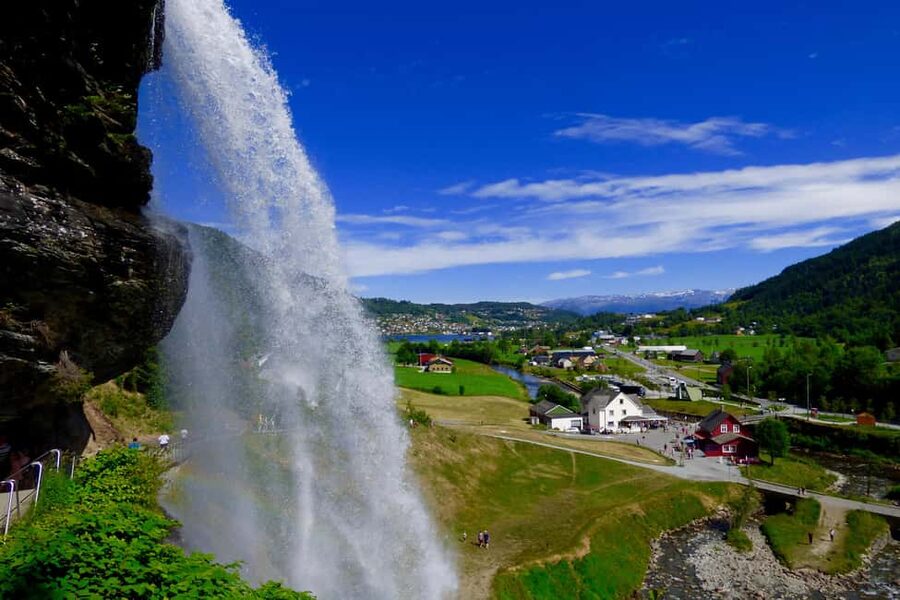 Bergen: Easy Hike to Bondhus Glacier Lake & Rosendal Visit - Walking behind Steinsdalsfossen