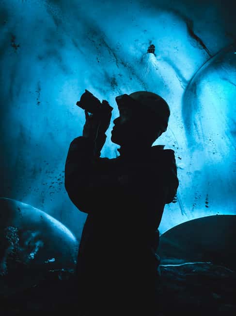 Blue Ice Cave Adventure and Glacier Hike (from Jökulsárlón) - Inside an ice cave shaped by meltwater