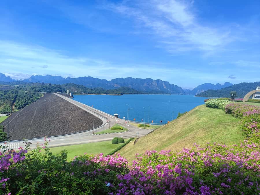 Cheow Larn Lake - Hiking - Cave Explore - Wildlife Safari - The first look at the lake from Chiew Larn View Point