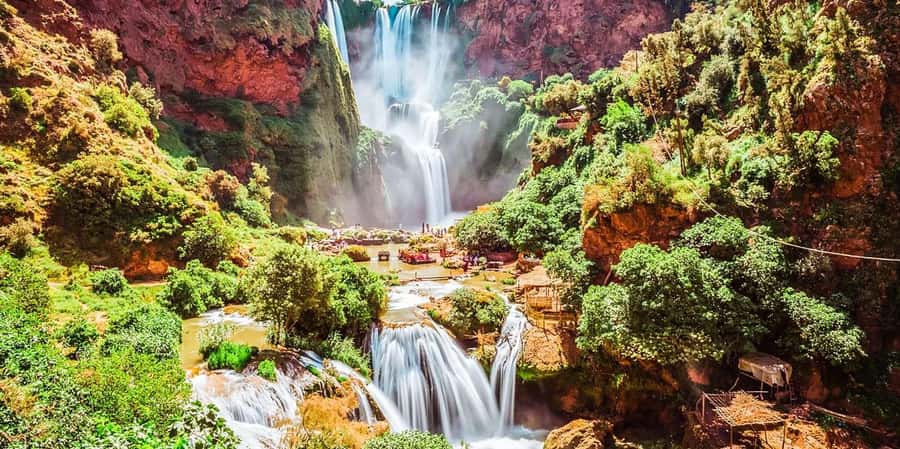 From Marrakech: Ouzoud Waterfalls Guided Hike and Boat Tour - First views from the upper rim