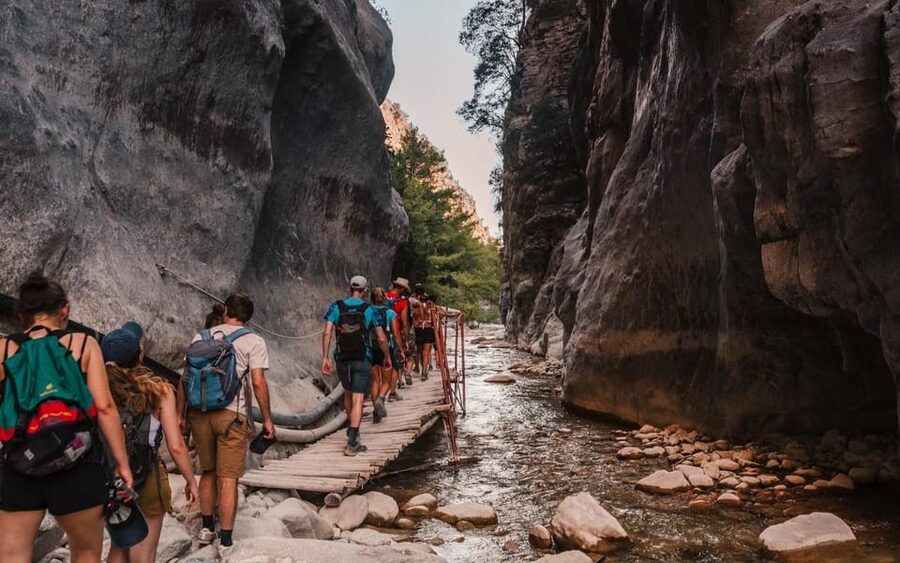 From Panormo or Lavris: Samaria Gorge Hike with Guide - Entering Samaria Gorge on foot
