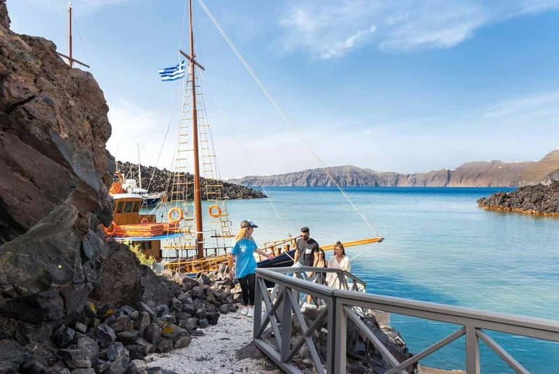 From Thera: Thirasia Cruise w/ Volcano Hike and Hot Springs - A temporary Thirasia change affects departures until the end of May