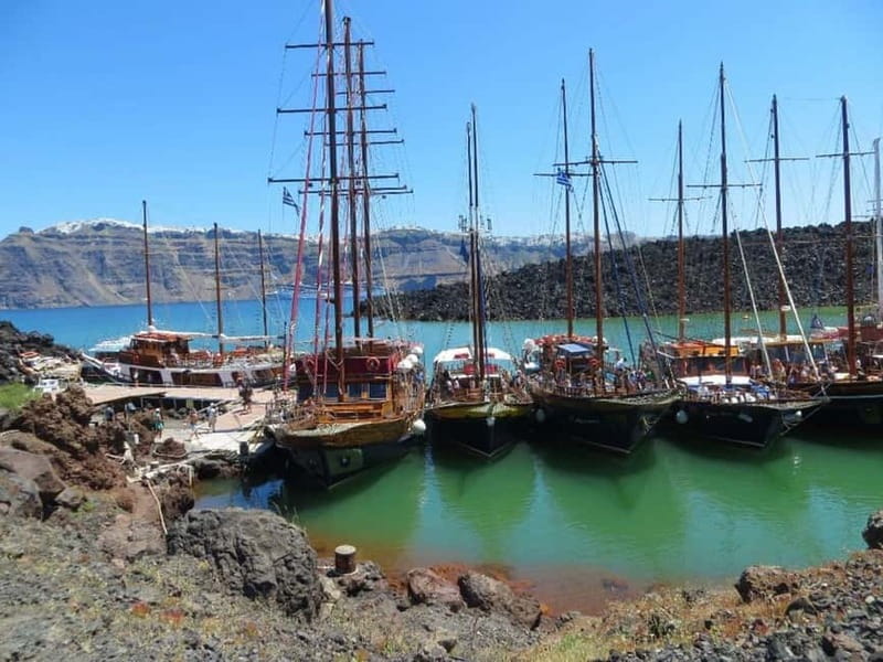 From Thera: Thirasia Cruise w/ Volcano Hike and Hot Springs - Palea Kameni brings a warm-water swim