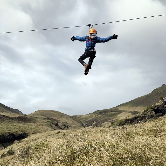 From Vík: Zipline and Hiking Adventure Tour - Grafargil, the walk between the rides