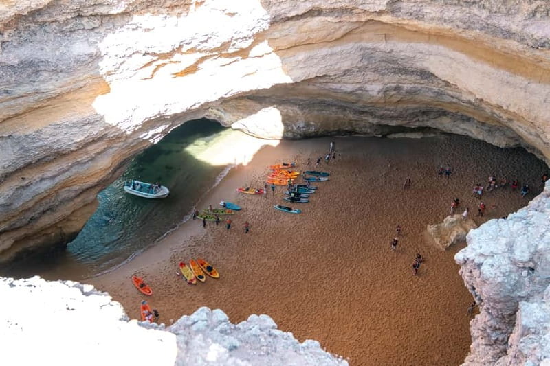 Guided hiking tour on the Seven Hanging Valleys Trail - Benagil Cave from above