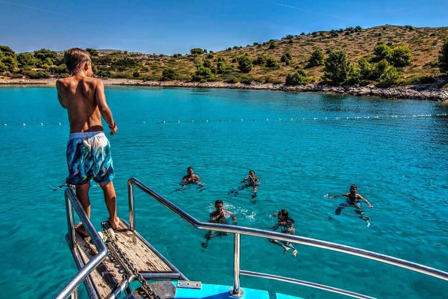 Mikado Kornati Excursion with snorkeling and hiking stops - Lojena Beach gives you the first swim