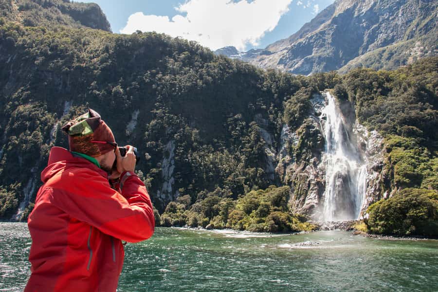Milford Track: Full Day Guided Hike and Nature Cruise - Giant Gate Waterfall and the swing bridge