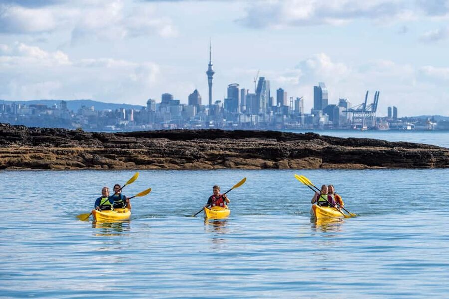 Rangitoto Island: Sea Kayak & Summit Hike Day Trip - The crossing to Rangitoto Island