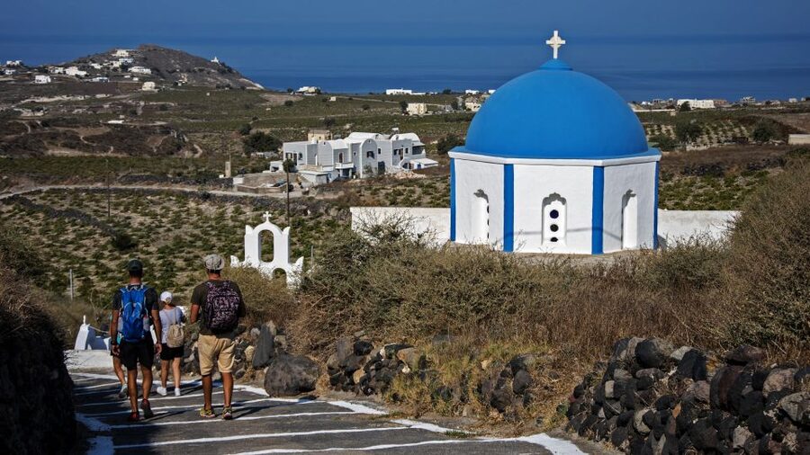 Santorini: Cooking Class and Easy Hike - Reaching Mesa Pigadia for a swim