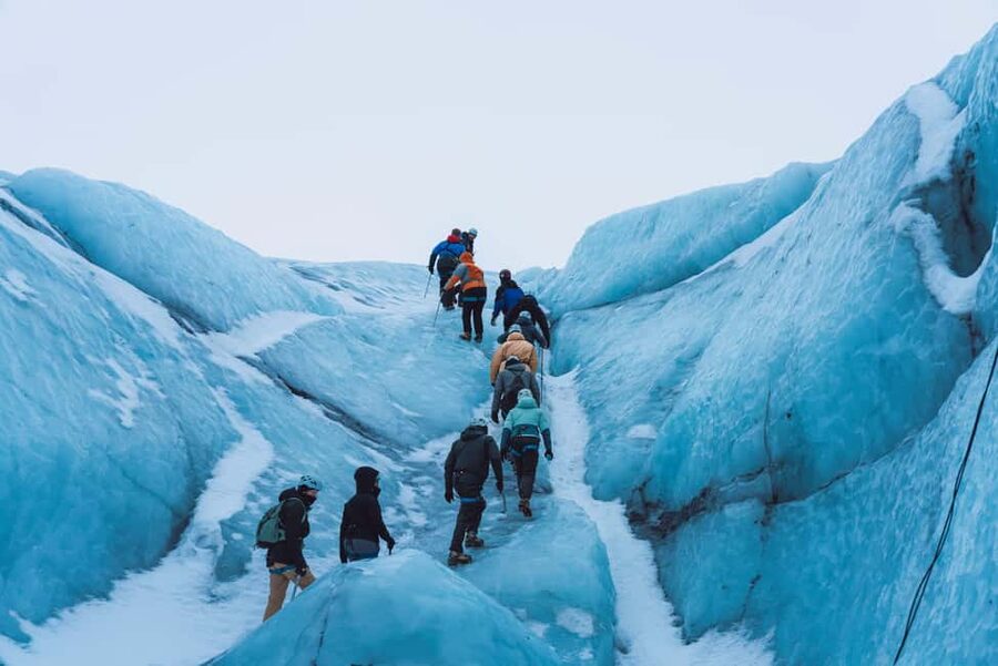 Sólheimajökull: Blue Ice Glacier Hike near Vík (Easy) - Blue crevasses, moulins, and volcanic stripes