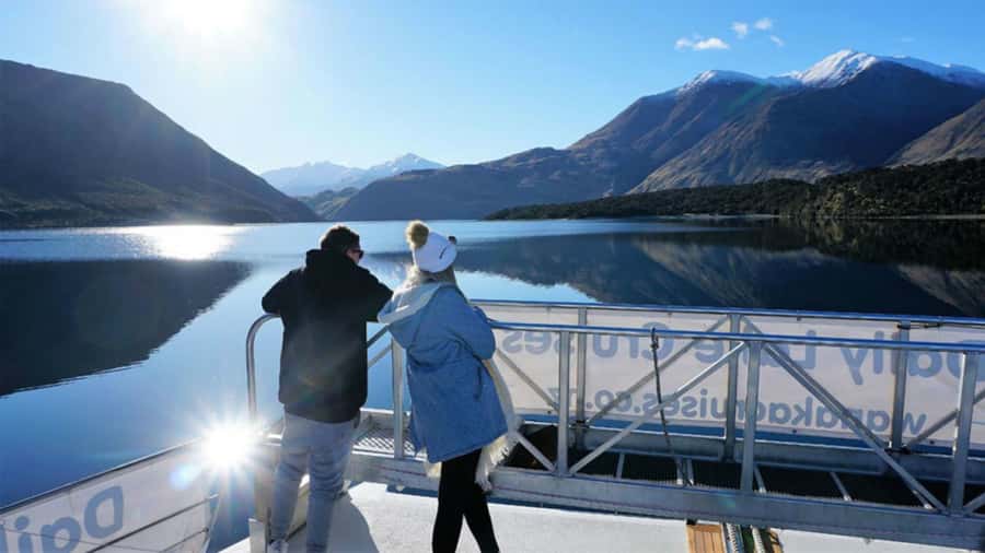 Stevensons Island 2-Hour Cruise and Nature Walk - Leaving Wanaka on the white catamaran