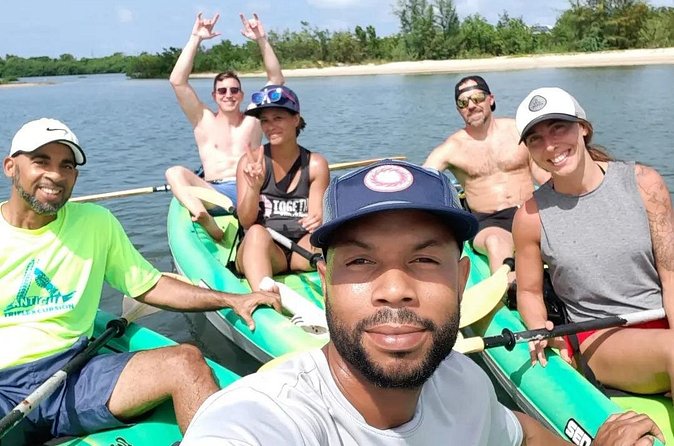 TRIPLE ACTIVITY TOUR, Bike Kayak Hike, ANTIGUA - A beach stop for a swim and snack