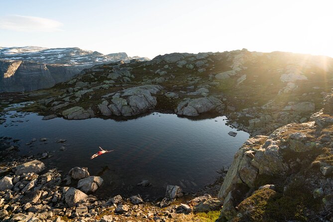 Trolltunga Classic Overnight Hike - Forty-five minutes on the cliff