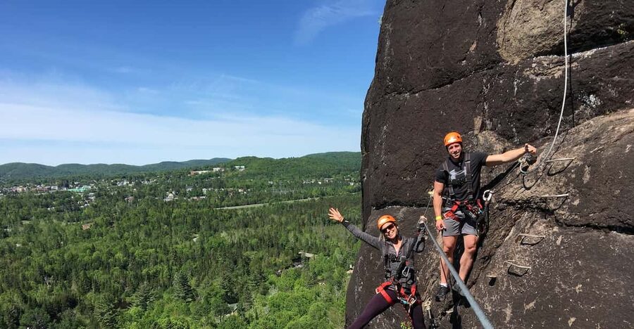 Tyroparc: Via Ferrata and Hiking in the Laurentians - Climbing the 60-meter cliff face